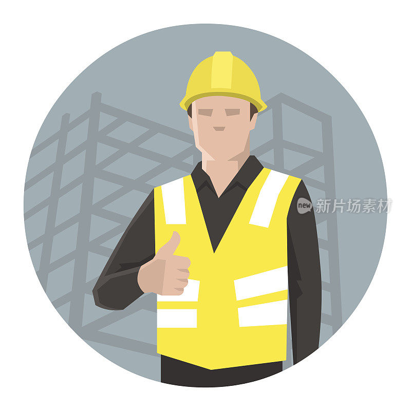 Construction worker thumbs up